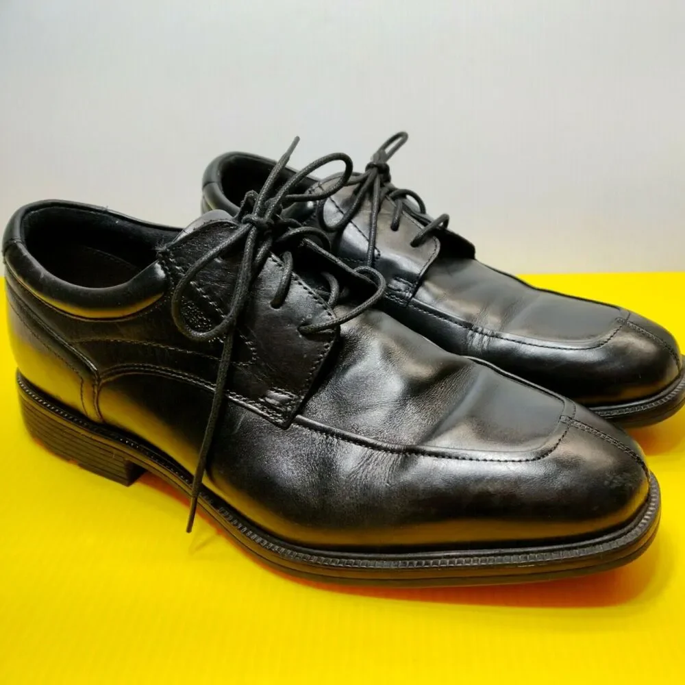 Rockport A13001 Sz 11 Mens Bike Toe Blk Leather Slipon Dress Shoe Walk Business